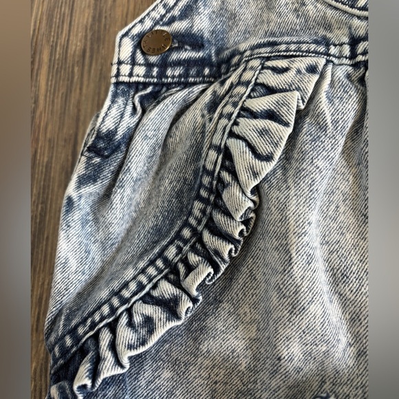 Vtg Little Ones Acid Wash Denim Short Overalls Shortalls Bibs 18 Months 80s 90s - Picture 9 of 9